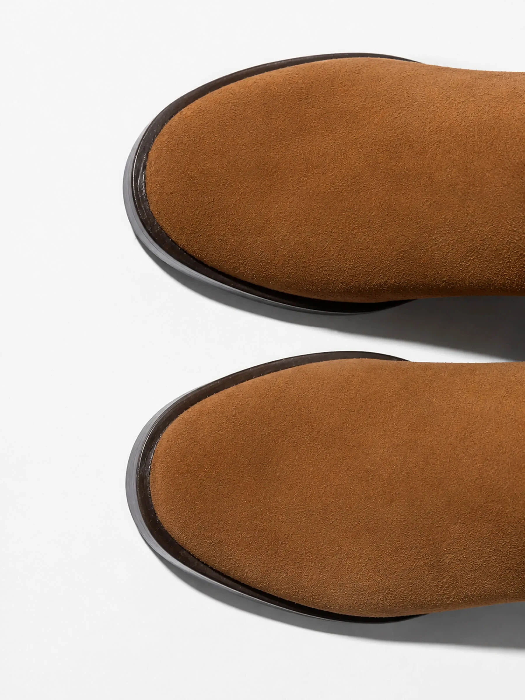 Leren Hogen Laars Plat Sem Suede Cognac