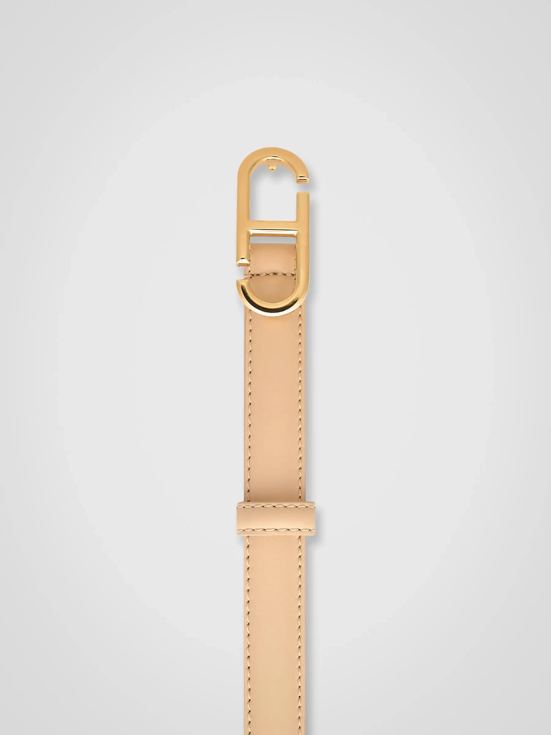 Leren Riem Dames Trophy Beige Gouden Buckle