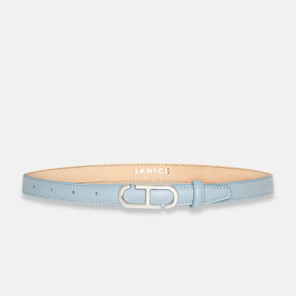 Leren Riem Dames Trophy Buckle Zilver Blauw