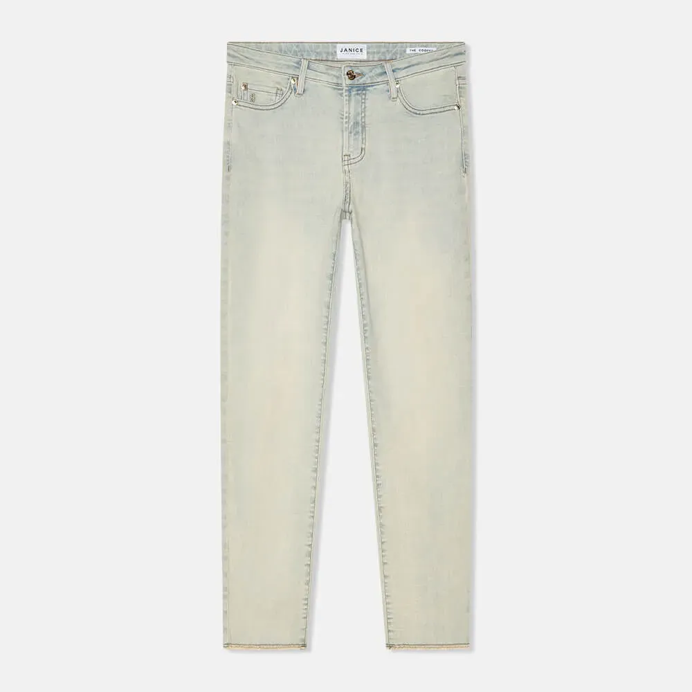Mom Jeans Dames Stretch Mid Rise Cooper Blauw 004