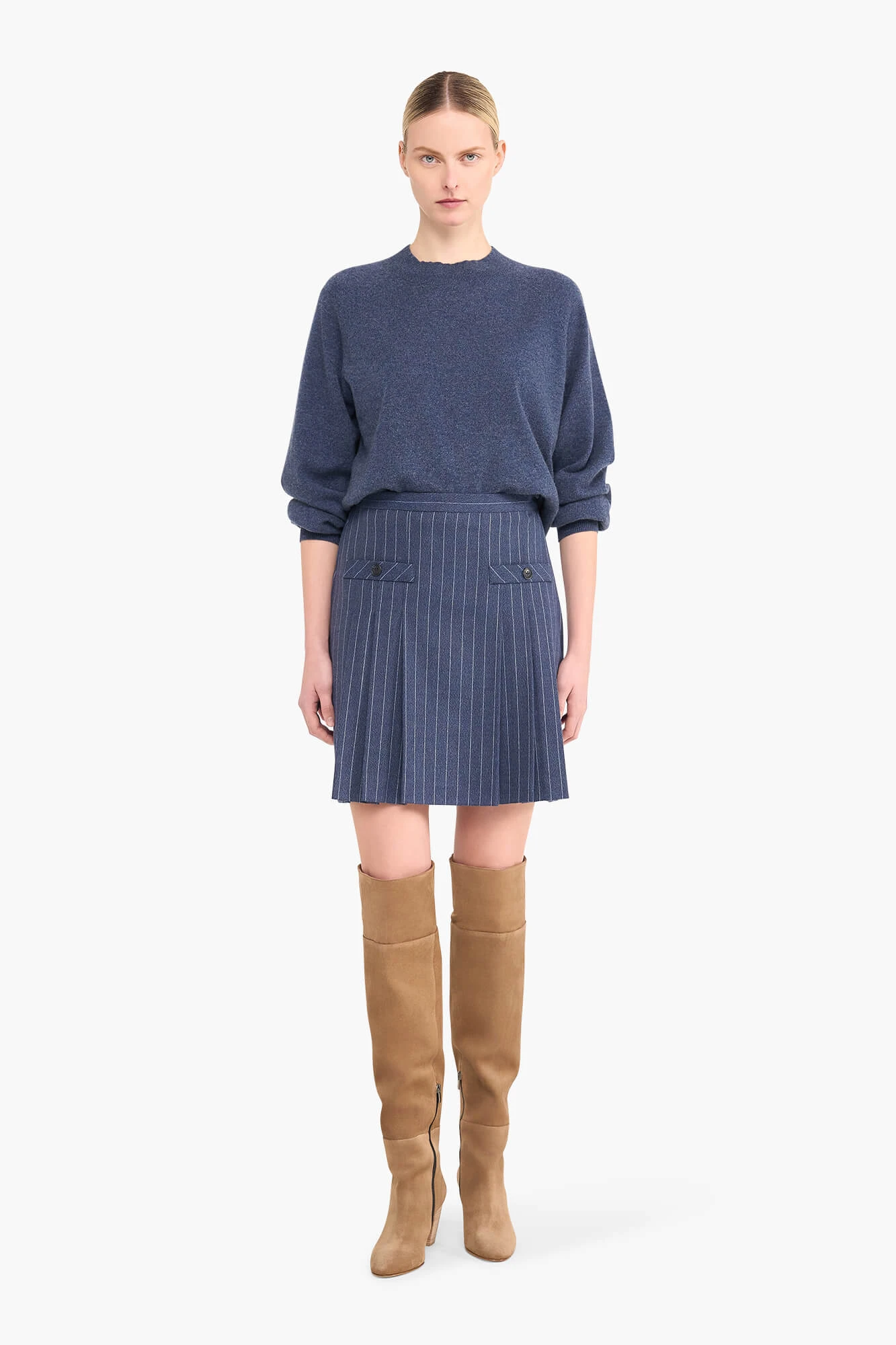 Rokje Plooien Krijtstreep Saint Blauw