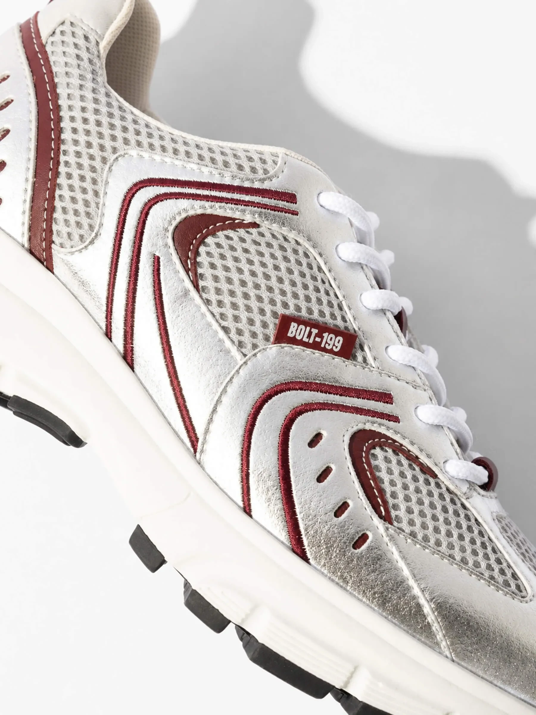 Runner Sneakers Dames Bolt Burgundy Zilver 199