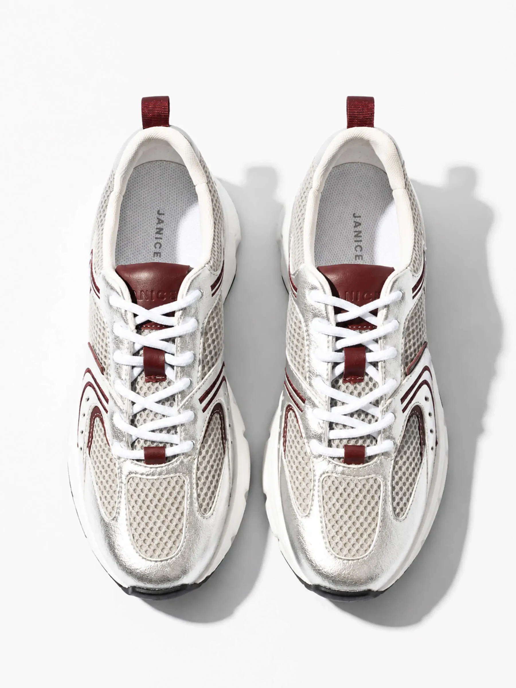 Runner Sneakers Dames Bolt Burgundy Zilver 199