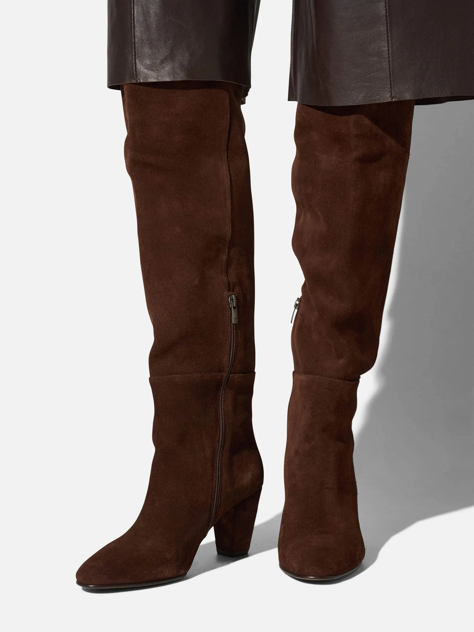 Suede Overknee Laarzen Cody Donker Bruin