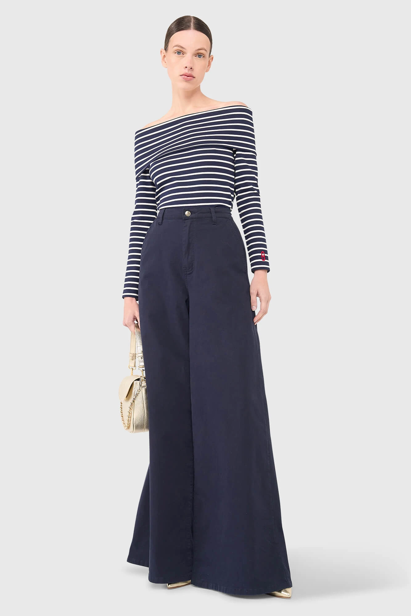 Newton Top Strepen Donker Blauw