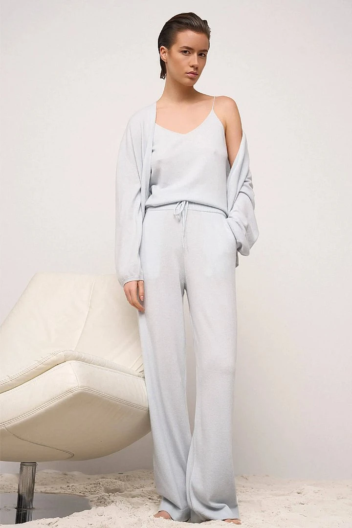 Cashmere Broek Wijde Pijp Dames Eldon Blauw