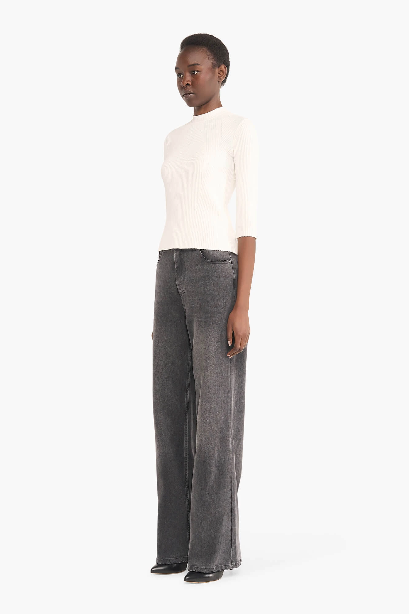 Top Gebreid Viscose Logo Drukker Rug Alec Off White