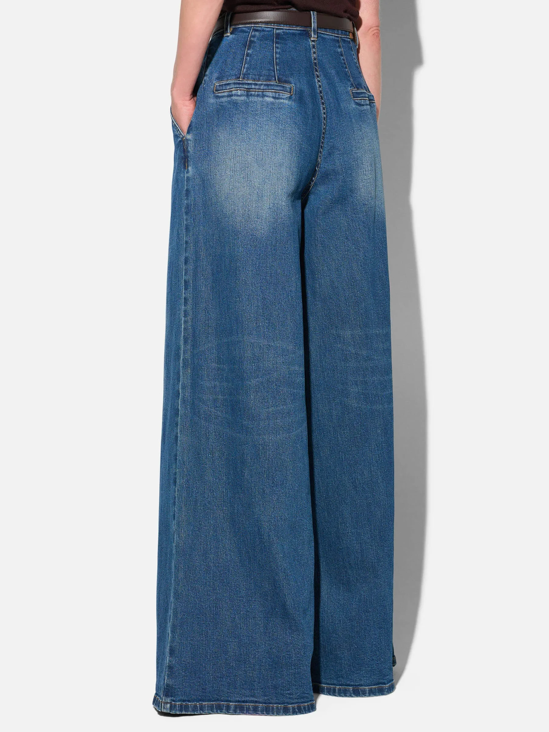 Wide Leg Jeans Stretch High Rise Blauw Dollar 469