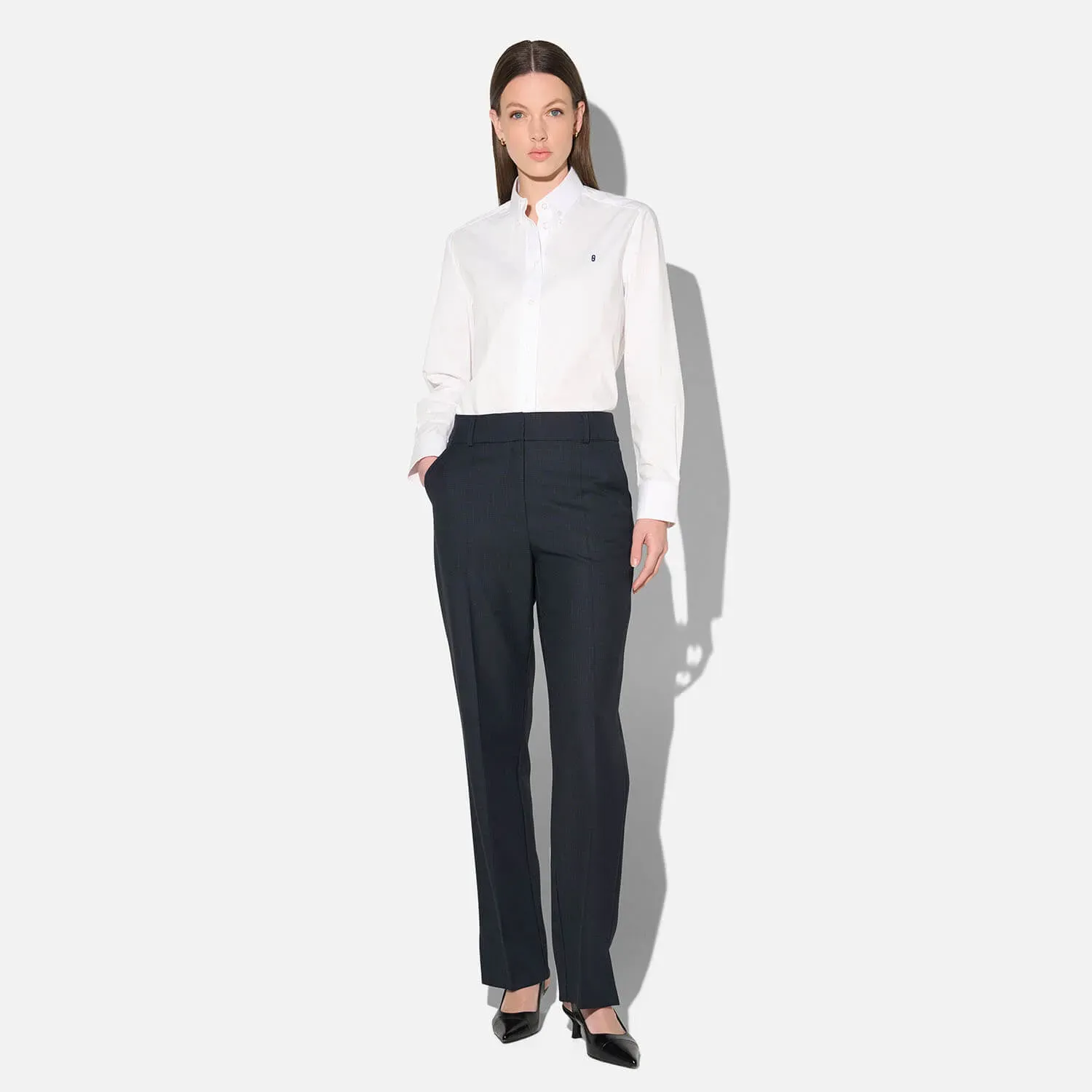 Witte Blouse Dames Katoen Button Down Clint