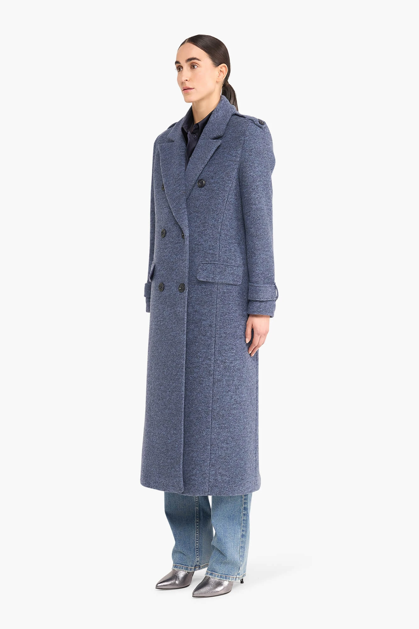 Wollen Lange Dames Jas Lennon Blauw