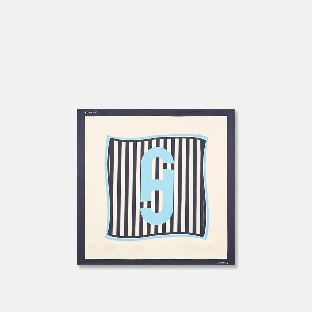 Zijden Sjaal Dames Print Effron Blauw Gestreept